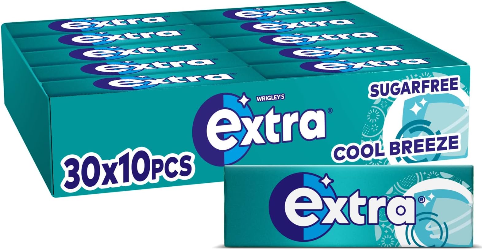 EXTRA Cool Breeze Sugar Free Chewing Gum 10 Pellets (Pack of 30)