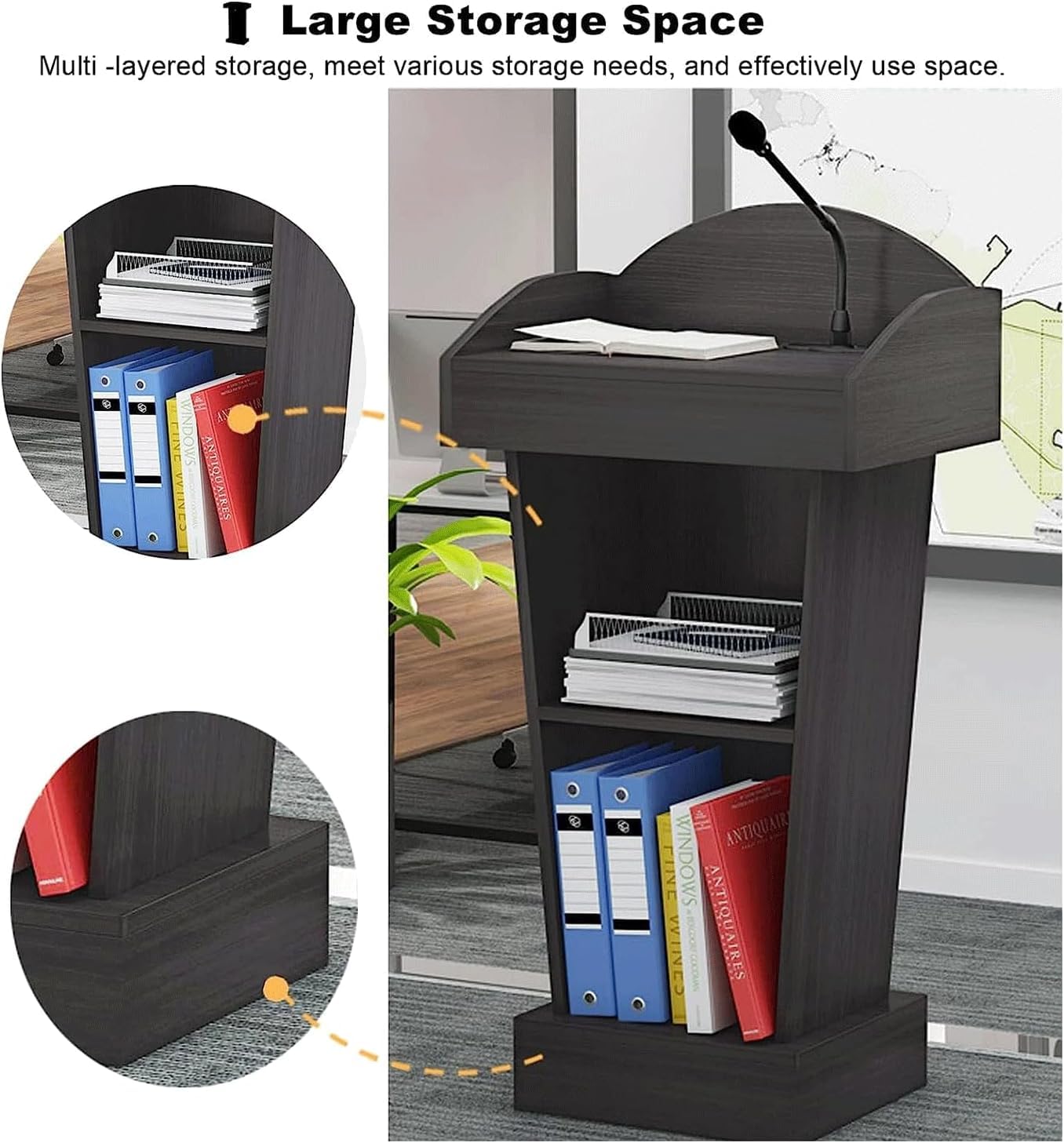 Podio Podio in Legno con Doppi Leggii, Pulpiti della Chiesa, Podio per Insegnanti di Scuola Scrivania in Piedi Podio(White)