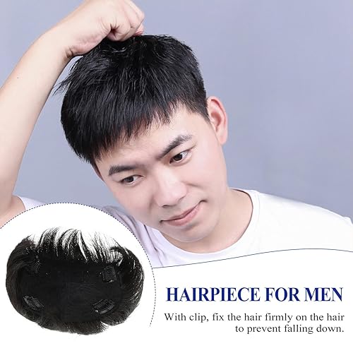 Miniatura 3 de Extensiones de cabello humano real de repuesto para hombre, estilo tupé, cómodas y elegantes para uso diario, fiestas y cosplay