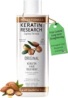 KERATIN RESEARCH Original Brazilian Keratin Treatment 4oz - Professional Hair Straightening Smoothing Blowout for Frizz-Free Shiny Hair
