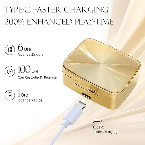 Miniatura 3 de ELLA'S EARS Auriculares inalámbricos, auriculares Bluetooth 5.3 con incrustaciones de diamante, auriculares intrauditivos con estuche de carga