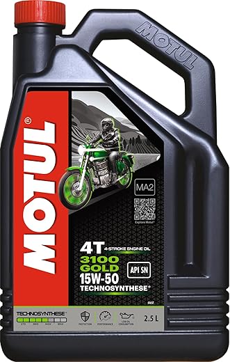 Motul 3100 4T Gold 15W50 (2.5L)| Technosynthese Oil for Superior Protection|Suitable for Royal Enfield