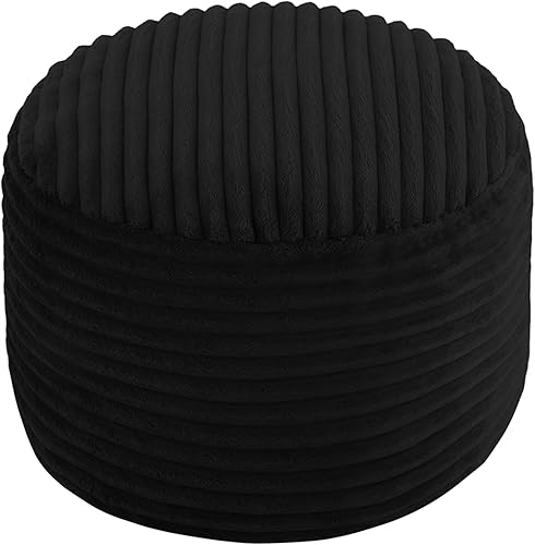 Miniatura 12 de MeMoreCool Puf otomano redondo – Reposapiés relleno de 20 x 20 x 15 pulgadas con relleno de espuma, reposapiés circular pequeño gris oscuro para