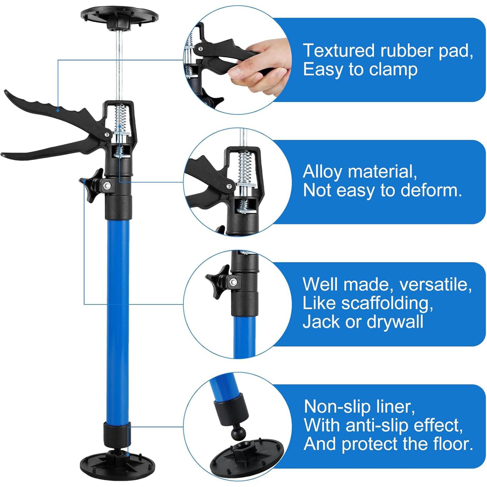 2 x Varilla Telescó de Soporte Rápido,Techo Tensor Puntal de Expansión Telescópico Soporte,Puntal Telescó Pico de Marco con Capacidad de 30 kg