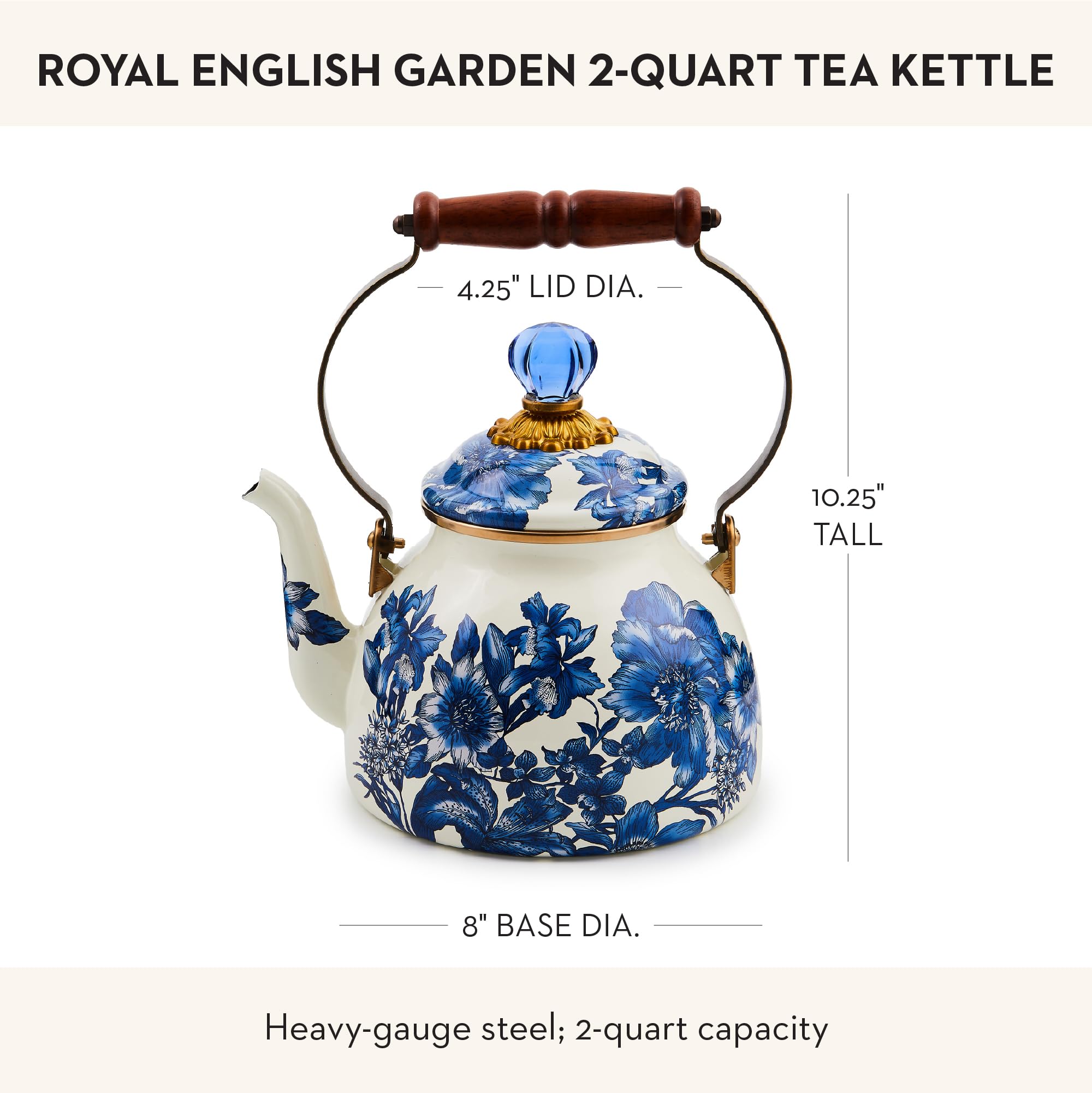 Amazon.com: MACKENZIE-CHILDS 2-Quart Enamel Tea Kettle, Cute Tea