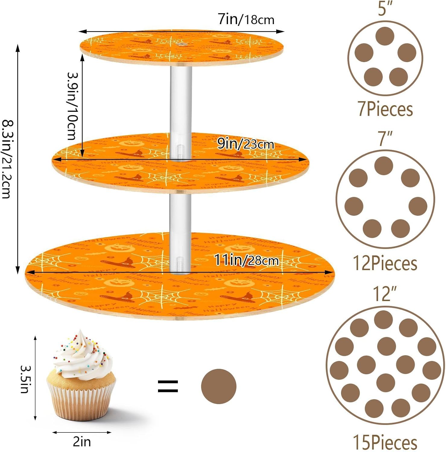Magic Hat Ghost Halloween 3 Tier Acrylic Cupcake Stand, Cupcake Stand for 34 Cupcakes for Weddings, Christmas,Holidays,Parties,Birthday,Printed Cupcake Tower 23300426