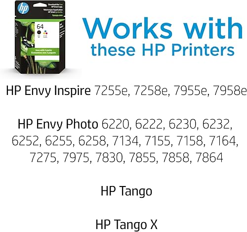 Miniatura 3 de Tintas negras y tricolor HP 64 + papel fotográfico HP Premium, brillante, 25 hojas, 4 x 6