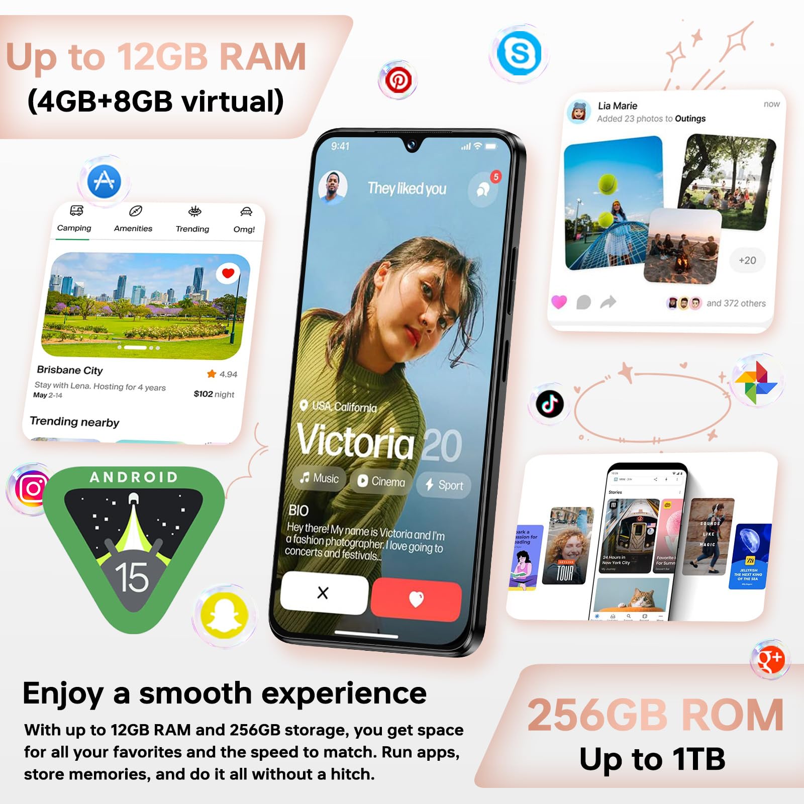 CUBOT A40 Smartphone Android 15, 6.88" 120Hz Telefono Cellulare, 12GB+256GB/1TB Cellulari e Smartphone, 48MP+16MP Telefoni, 5100mAh Batteria, 4G Dual SIM/NFC/Face ID/OTG/GPS/Doppio Altoparlante