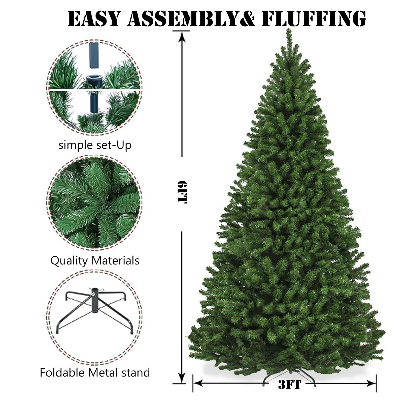 Amazon.com: 6ft Premium Artificial Christmas Tree with 54