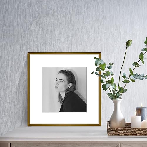 Miniatura 2 de Golden State Art - Marco de fotos de aluminio de 12 x 12 pulgadas - con paspartú para fotos de 8 x 8 pulgadas o sin paspartú para fotos de 12 x 12 -