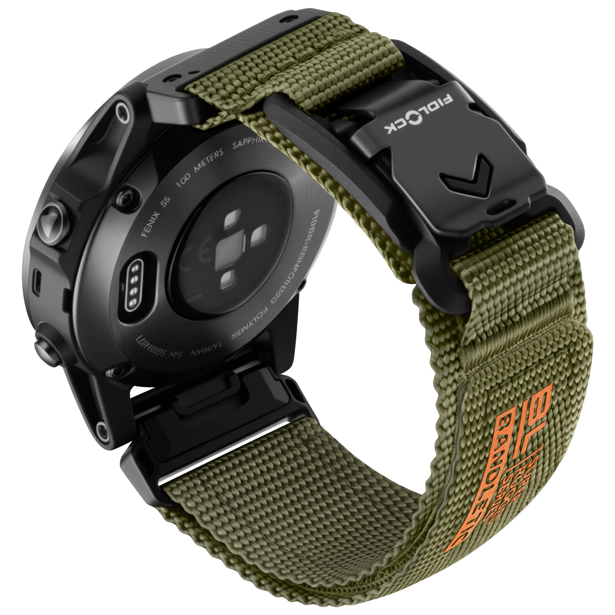 Bandletic Magnetic Fidlock V-Buckle Compatible With Garmin 26mm Easy Fit Watch Rugged Nylon Sport Strap For Fenix 8 E 51mm/7X 6X Pro/5X Plus/3 HR/ Tactix/Descent/Enduro/Instinct 2X/ Quatix 3 Black/M