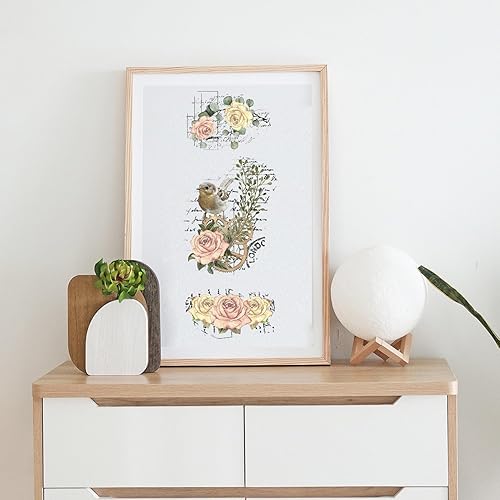 Miniatura 6 de GLOBLELAND 3 hojas de flores y pájaros que se frotan en transferencias de flores vintage para manualidades, transferencia para manualidades y