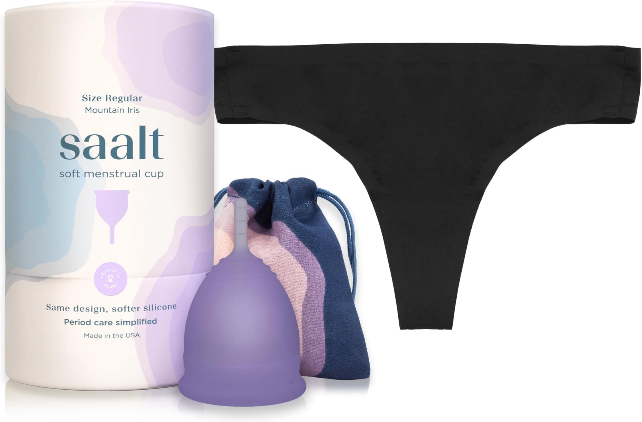 Seamless Thong and Soft Menstrual Cup Bundle – Includes Reusable Menstrual Cup and Seamless Thong Women’s Period Underwear – Up to 12 Hours of Leak-Free Protection - Medium