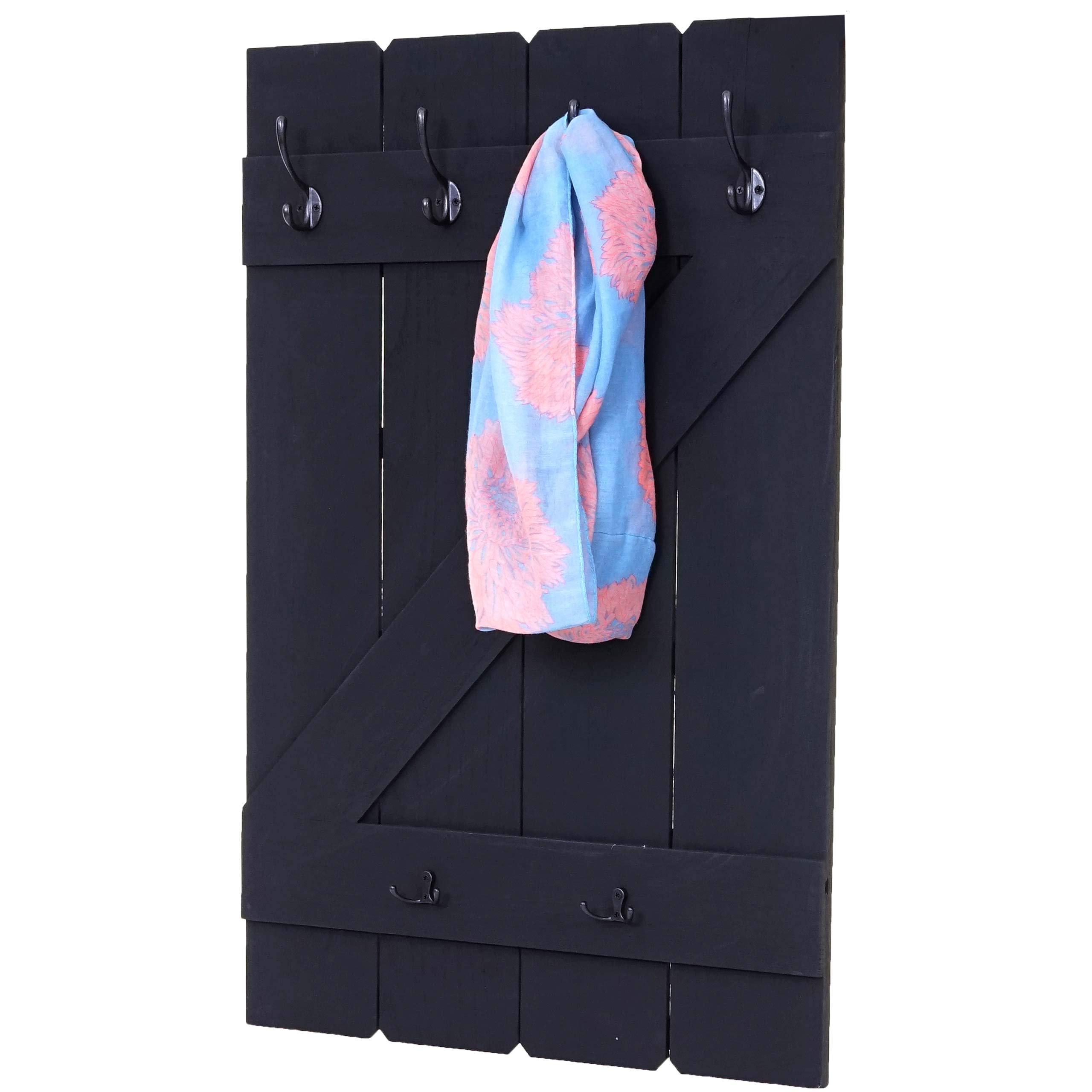 Mendler Wandgarderobe HWC-D13AM, Garderobe Garderobenpaneel, 6 Haken 91x60cm - dunkelgrau shabby