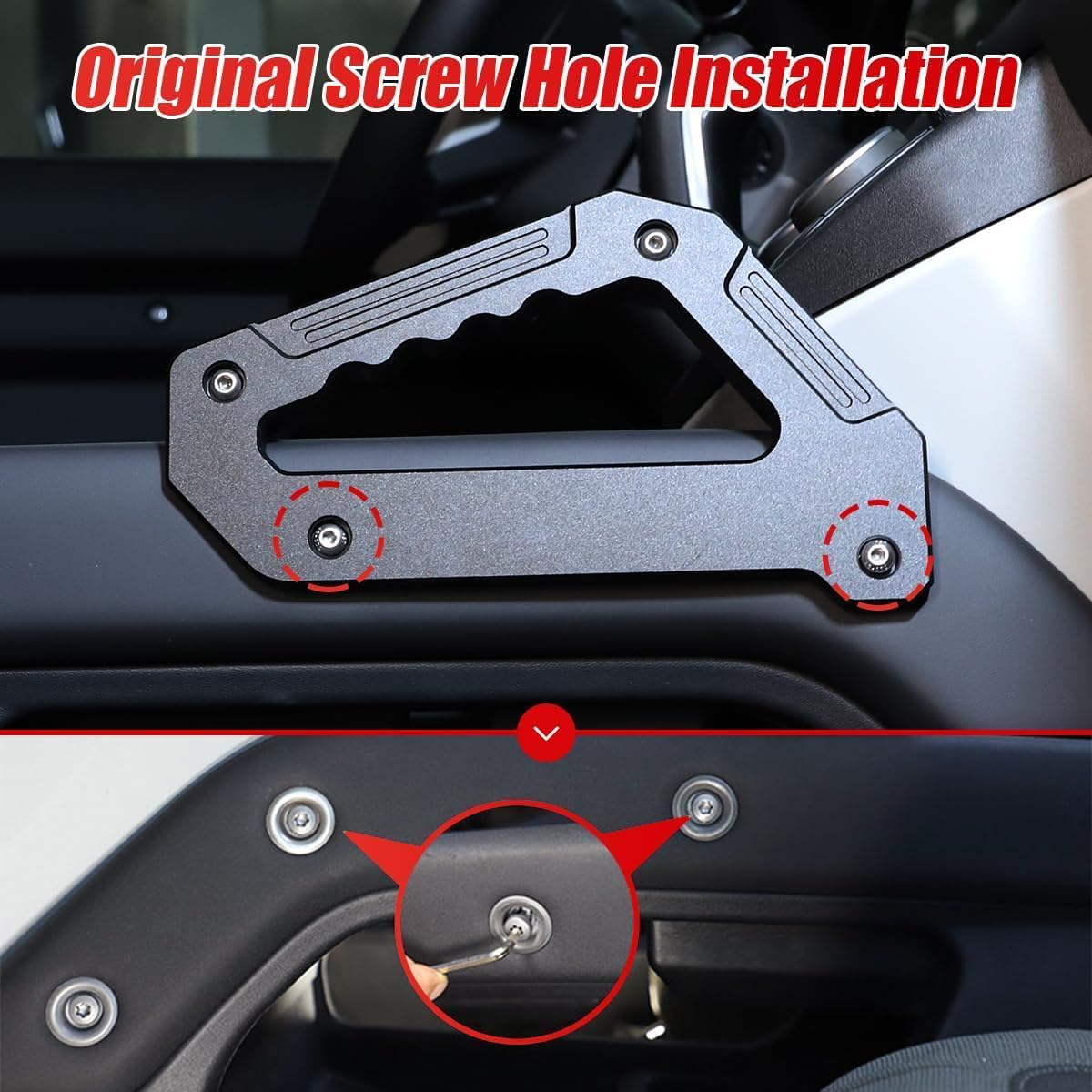 2Pcs Center Console Grab Handles Compatible with 2020-2025 Land Rover Defender 90 110 130 Aluminum Alloy Grip Handle for Armrest Both Side Interior Accessories