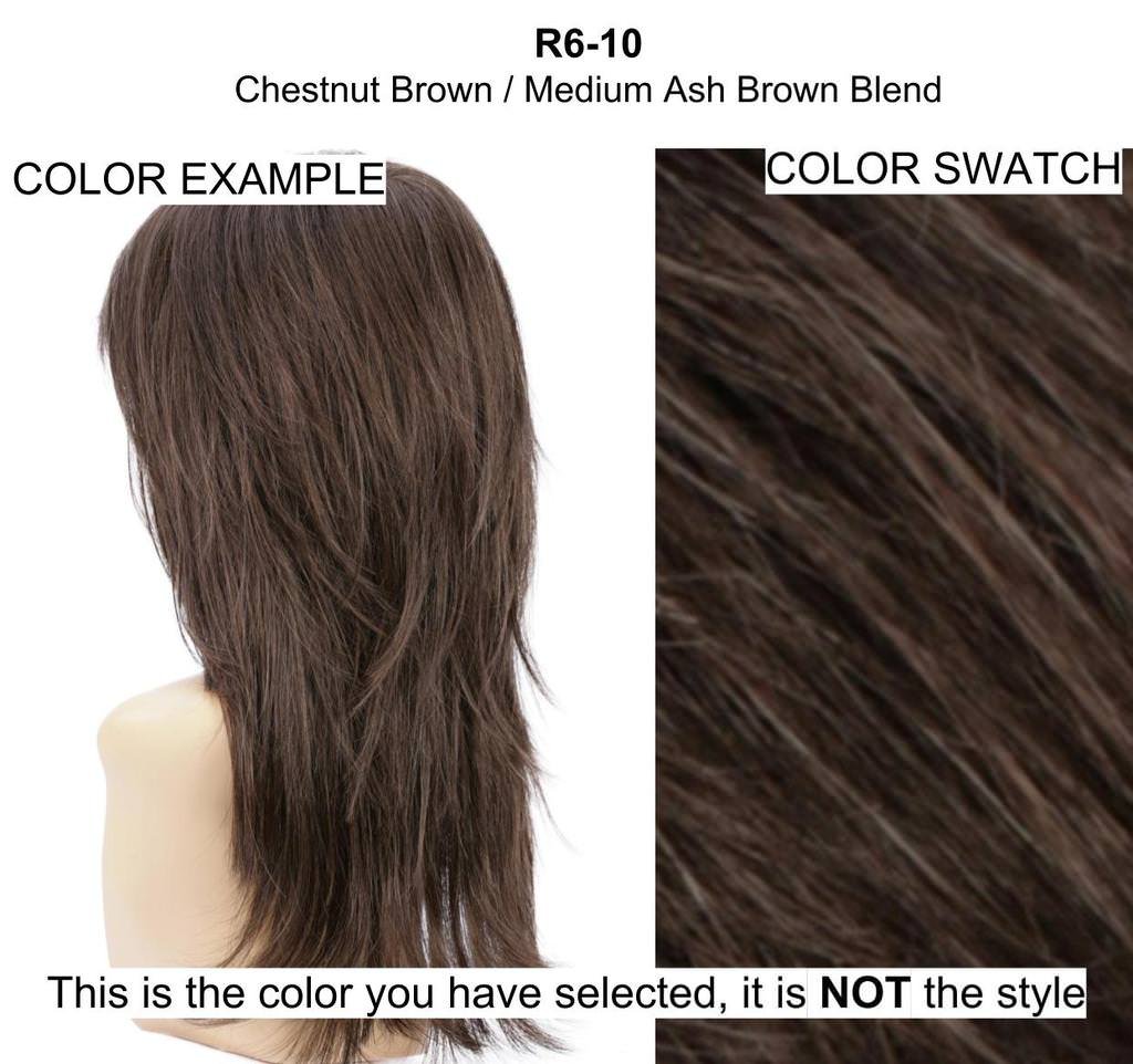 Bundle - 5 Items: Jessica Wig by Estetica, Christy's Wigs Q & A Booklet, 2oz Travel Size Wig Shampoo, Wig Cap & Wide Tooth Comb - Color: R6/10