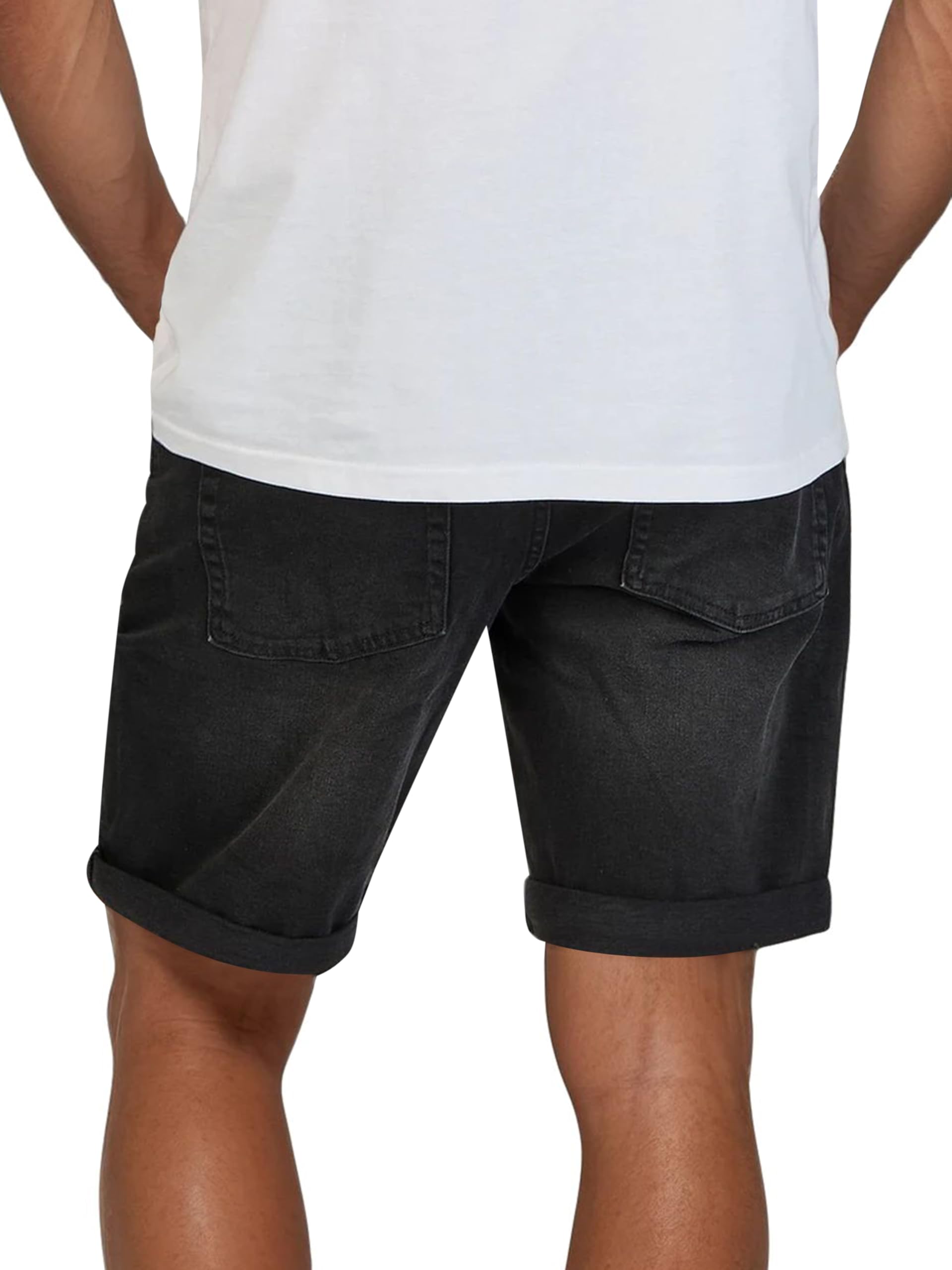 ONLY & SONS ONSPLY Lot de 2 shorts pour homme, coupe droite, avec poches, basiques, en denim, couleur unie, fermeture éclair, noir, bleu, tailles S, M, L, XL, XXL