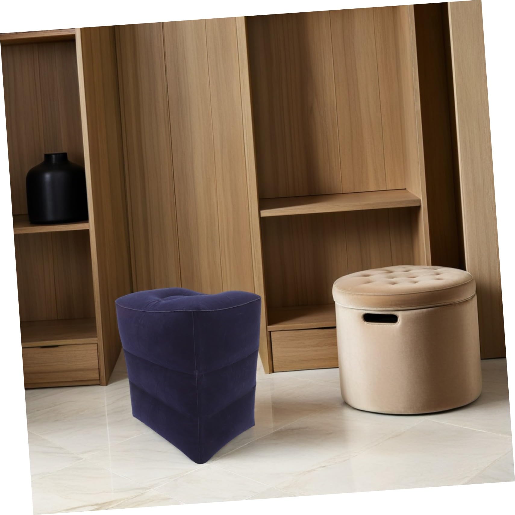 Holibanna Reposapiés Inflable Portátil de PVC Forro de Felpa para Viajes Aéreos y Oficina Ergonómico y Ajustable