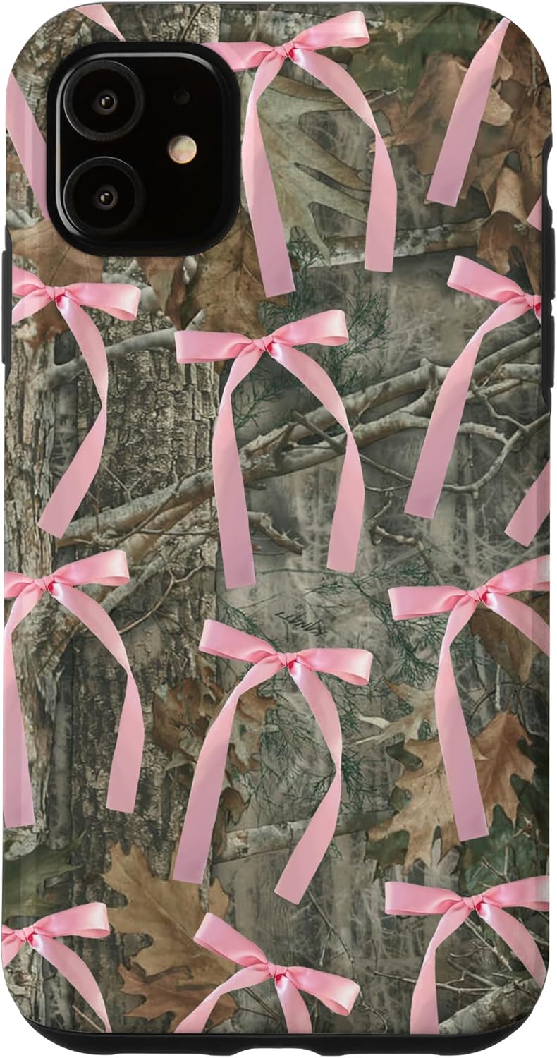 Aesthetic Camo Pink Bow And Ribbon Hunting Girl Women Case for iPhone 15 Pro Max