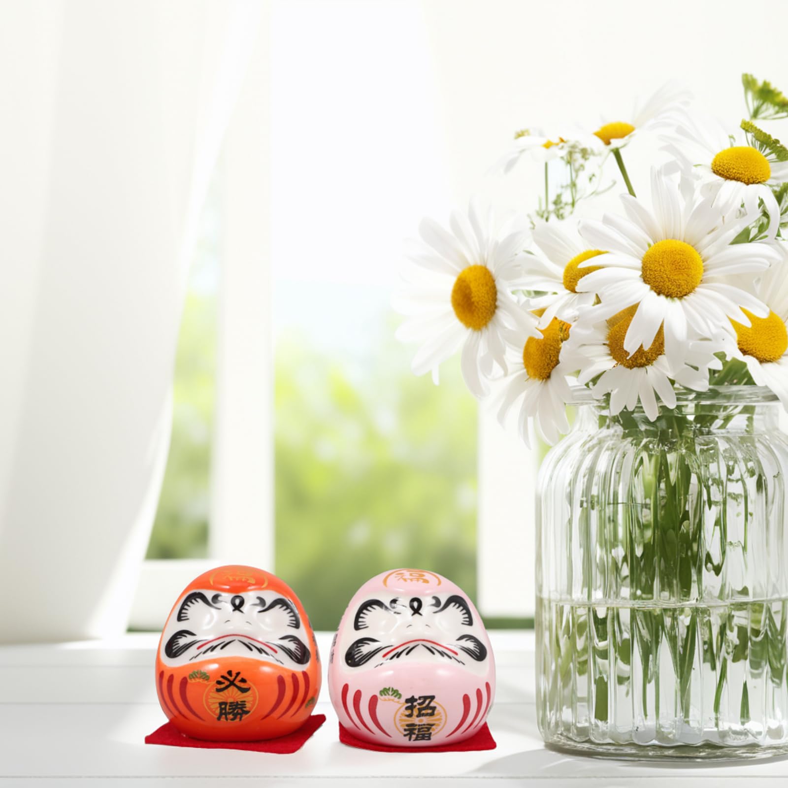Zerodeko MuñEca Japonesa De Porcelana Mini Zen Figura Tradicional para DecoracióN del Hogar Y Auto Amuleto De Buena Suerte Riqueza Y Seguridad 4.8 x 4.5 x 4.5cm