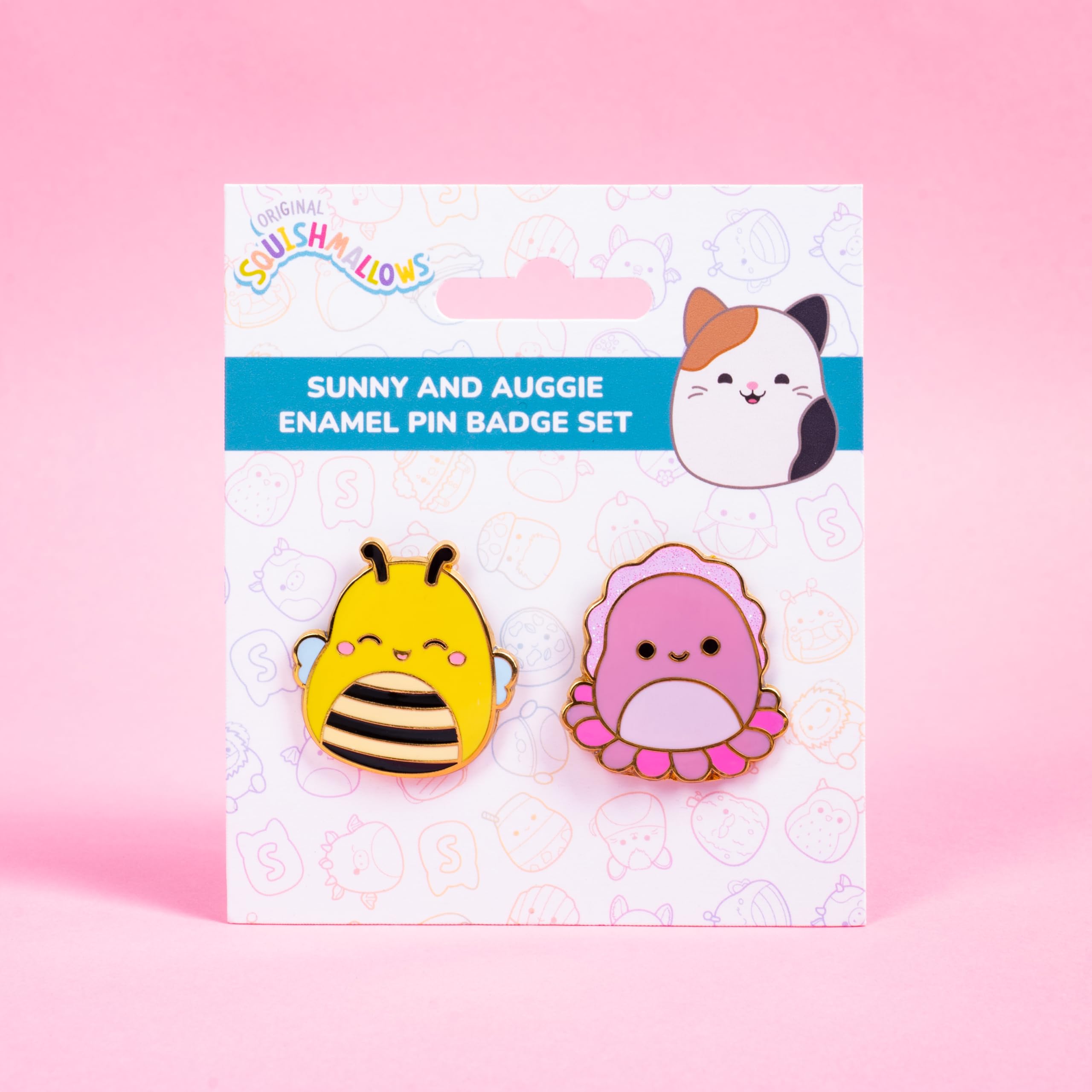 Fizz Creations Squishmallows Sunny & Auggie Metal & Enamel Pin Badges Set of Two Pins. Sunny the Bee and Auggie the Cuttlefish. Officially Licensed - Image 3