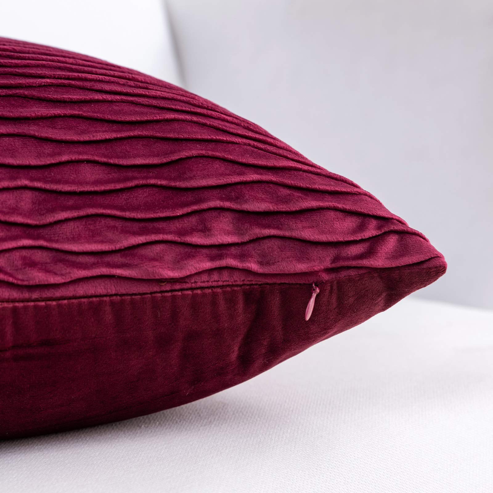 Federe Cuscino Velluto 45x45cm - Set Di 2, Moderno, Con Cerniera Nascosta, Per Divano E Letto