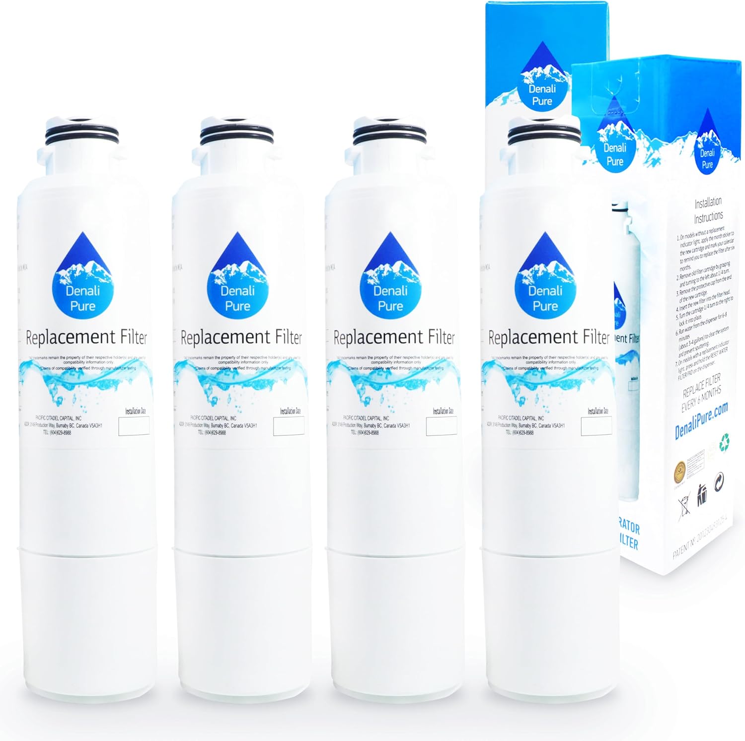 4-Pack Replacement for Samsung RFG297HDRS Refrigerator Water Filter - Compatible with Samsung DA29-00020B, DA29-00020A, HAF-CIN Fridge Water Filter Cartridge