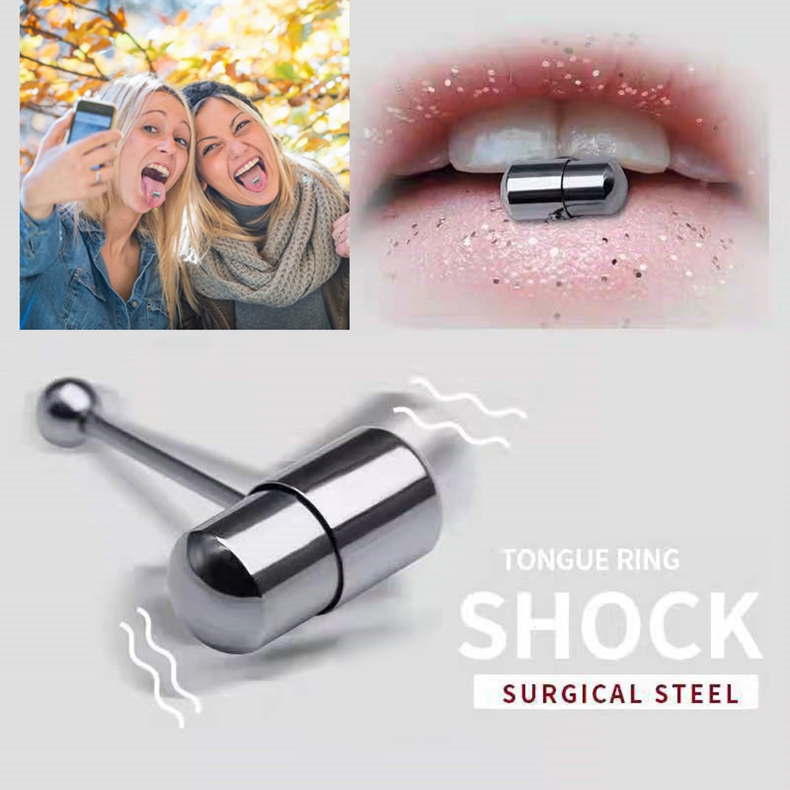 vibrating tongue ring amazon Vibrating Tongue Ring Black 14g 5/8