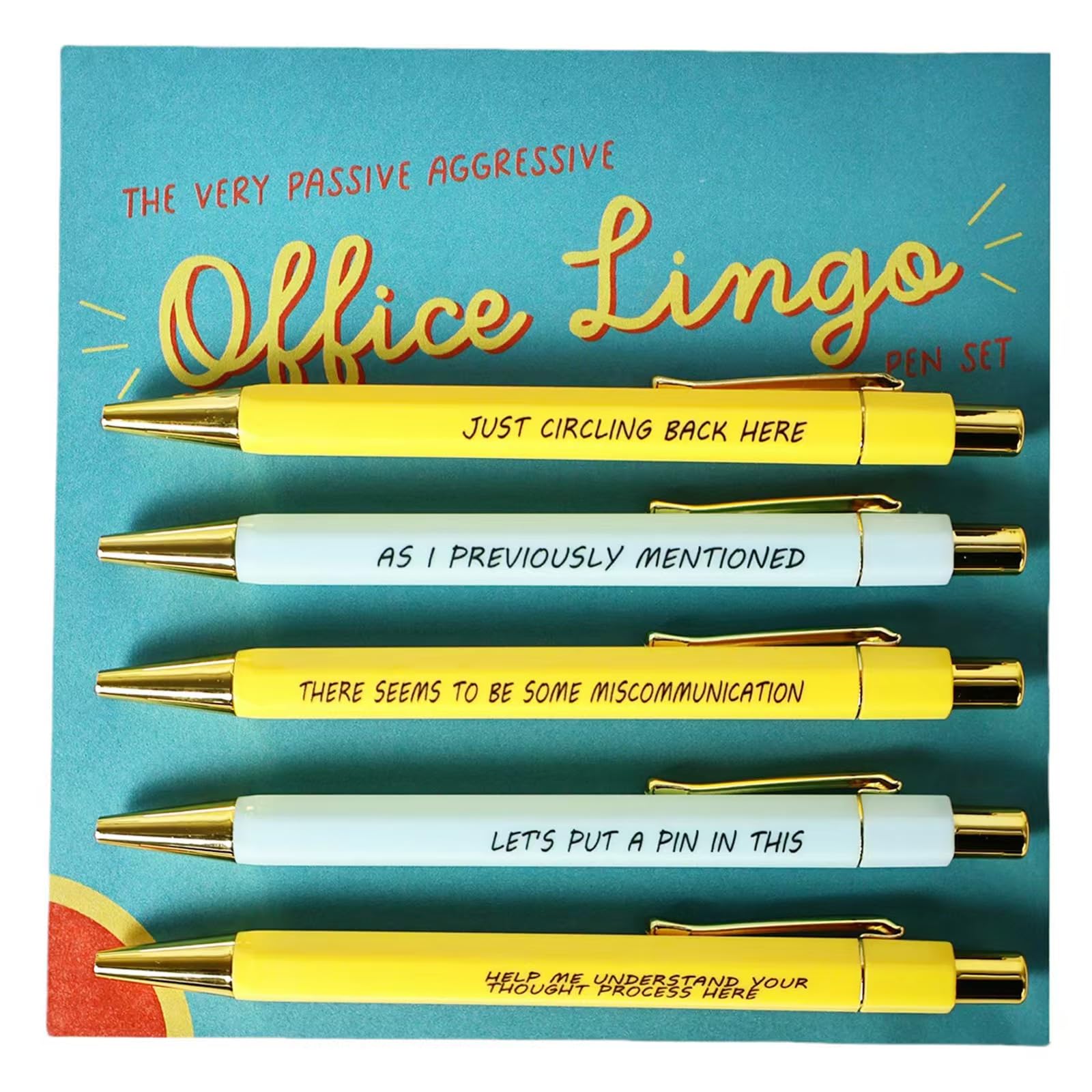 The Very Passive Aggressive Office Lingo Pen Set, 5 Pens | Funny Gift Secret Santa