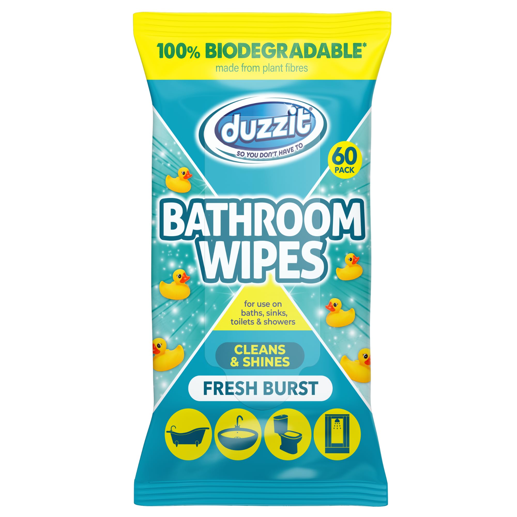 Duzzit Bathroom Wipes - 60 Pack