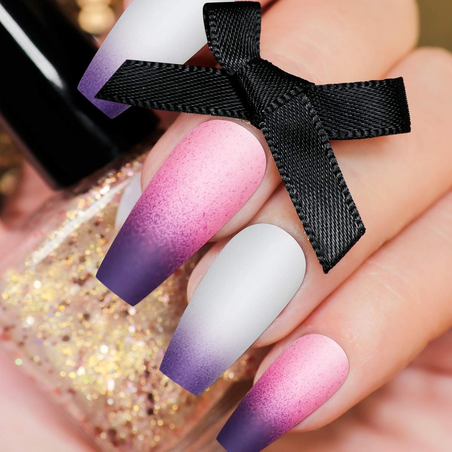 240 Pieces Extra Long Press on Nails Matte Ballerina Long Coffin Fake Nails Solid Color Artificial Nails Full Cover False Nails for Women Girls DIY Nail Art Nail Salon, 10 Colors (Gradient Color)