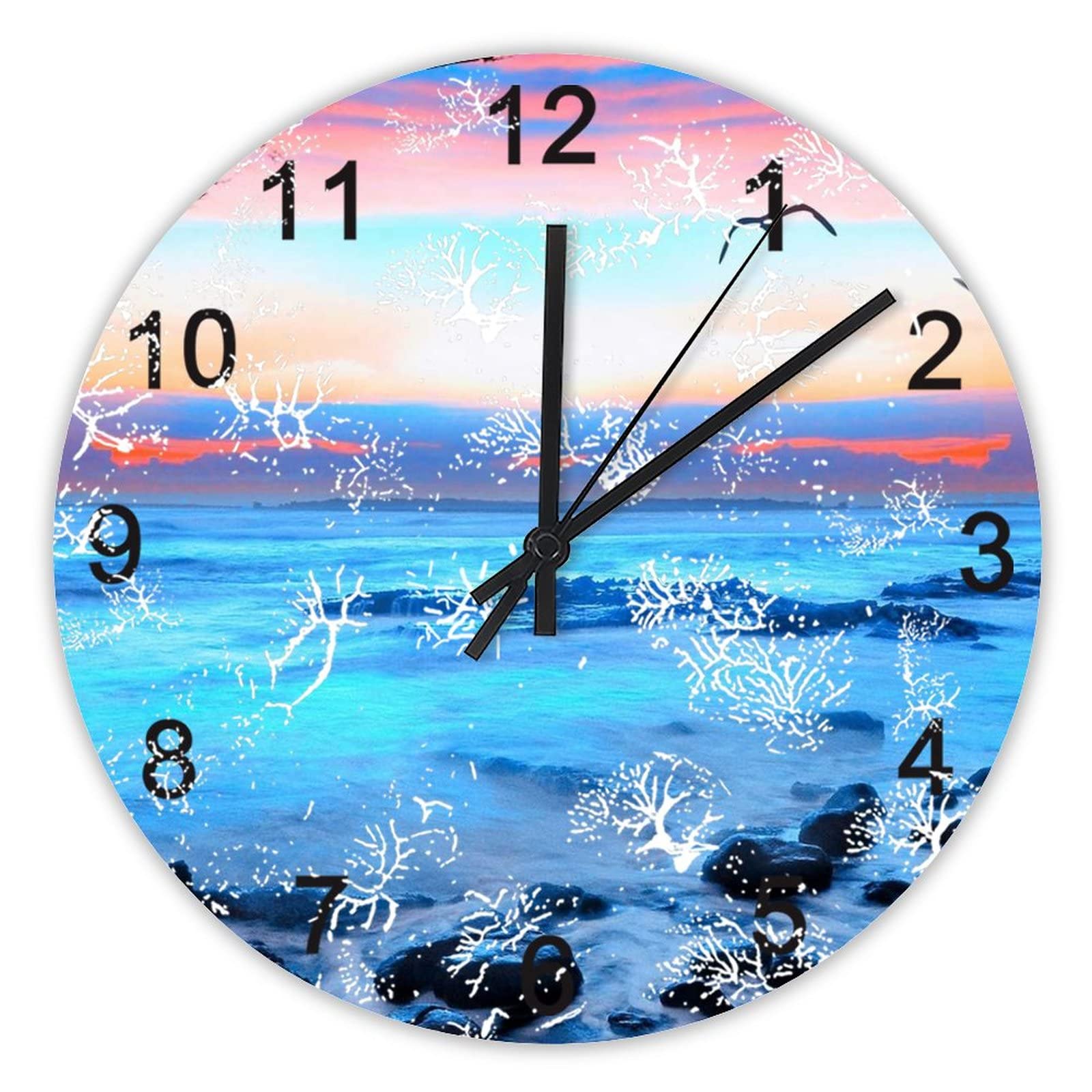 Horloge murale silencieuse oiseau de mer pour déco cuisine et salon
