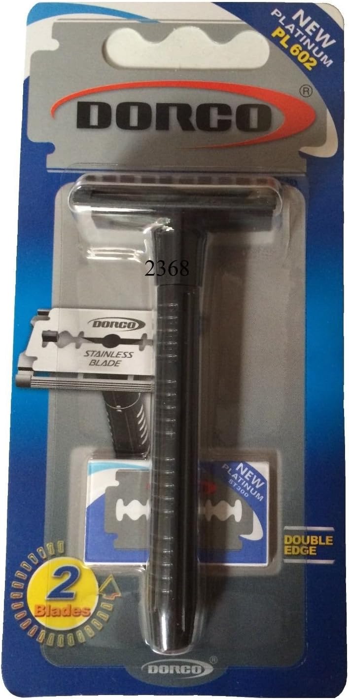 FYL Safety Razor Double Edge Plastic W/2 Blades Platinum