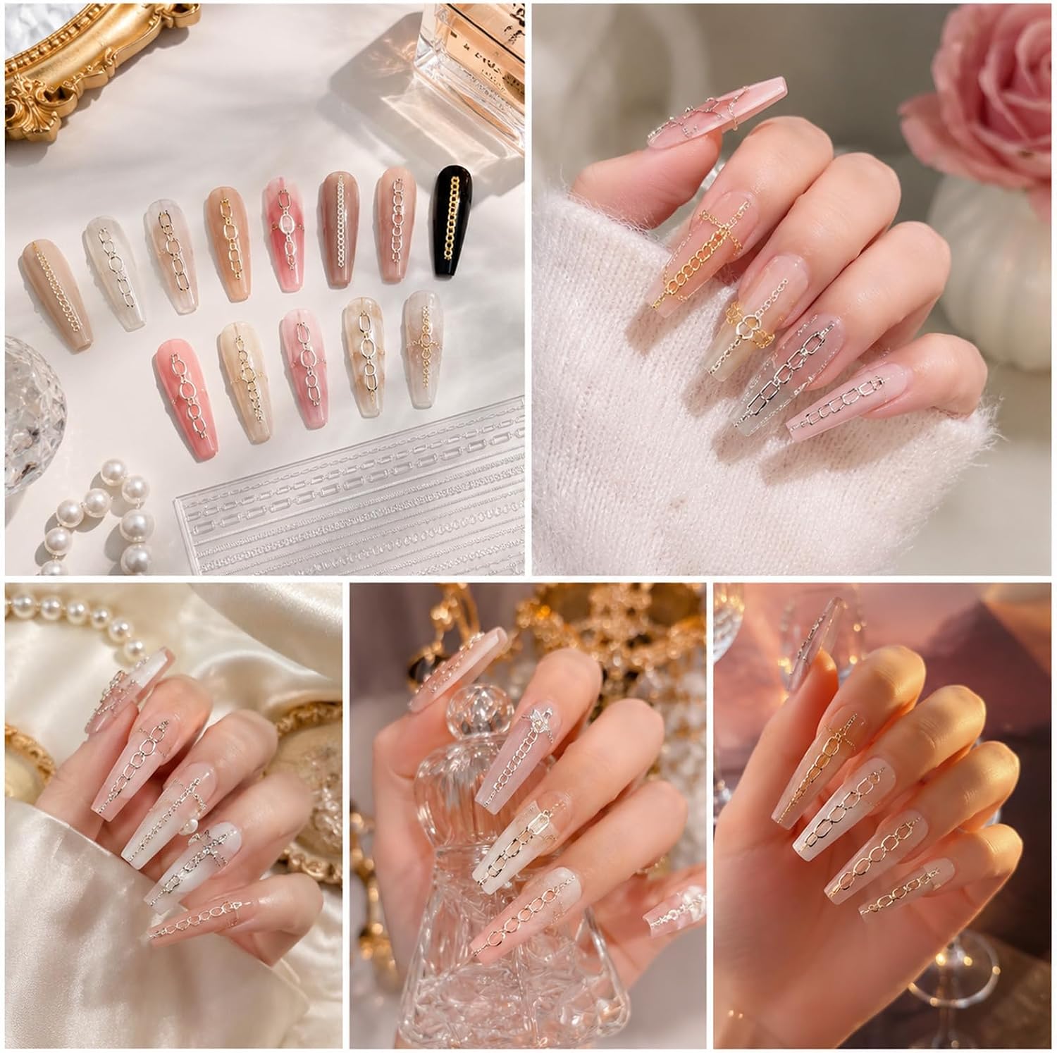 Chain Mold for Nails Multiple Shapes 3D Chain Nail Molds for Nail Art
