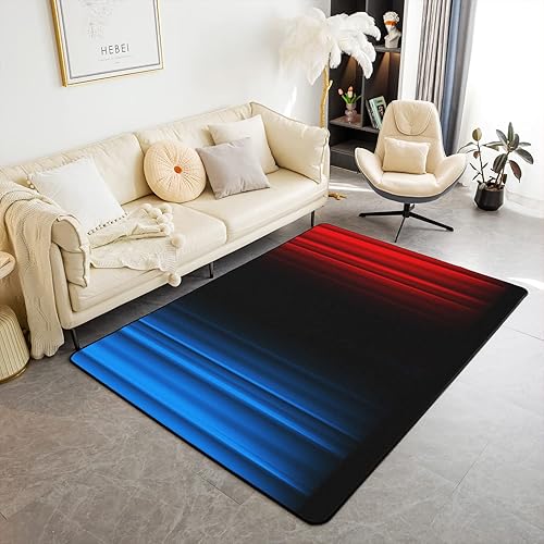 Alfombra de área con efecto degradado, rojo, azul, negro, para sala de estar, dormitorio, decoración moderna, arte abstracto, ultra suave,