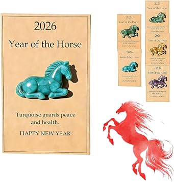Year of The Horse 2026 Turquoise, Lucky Crystal Horse A Symbol of Strength New Beginnings 2026, A Pocket Hug for Horses, Mini Statue Decor,New Year Lucky Talisman Meaningful A
