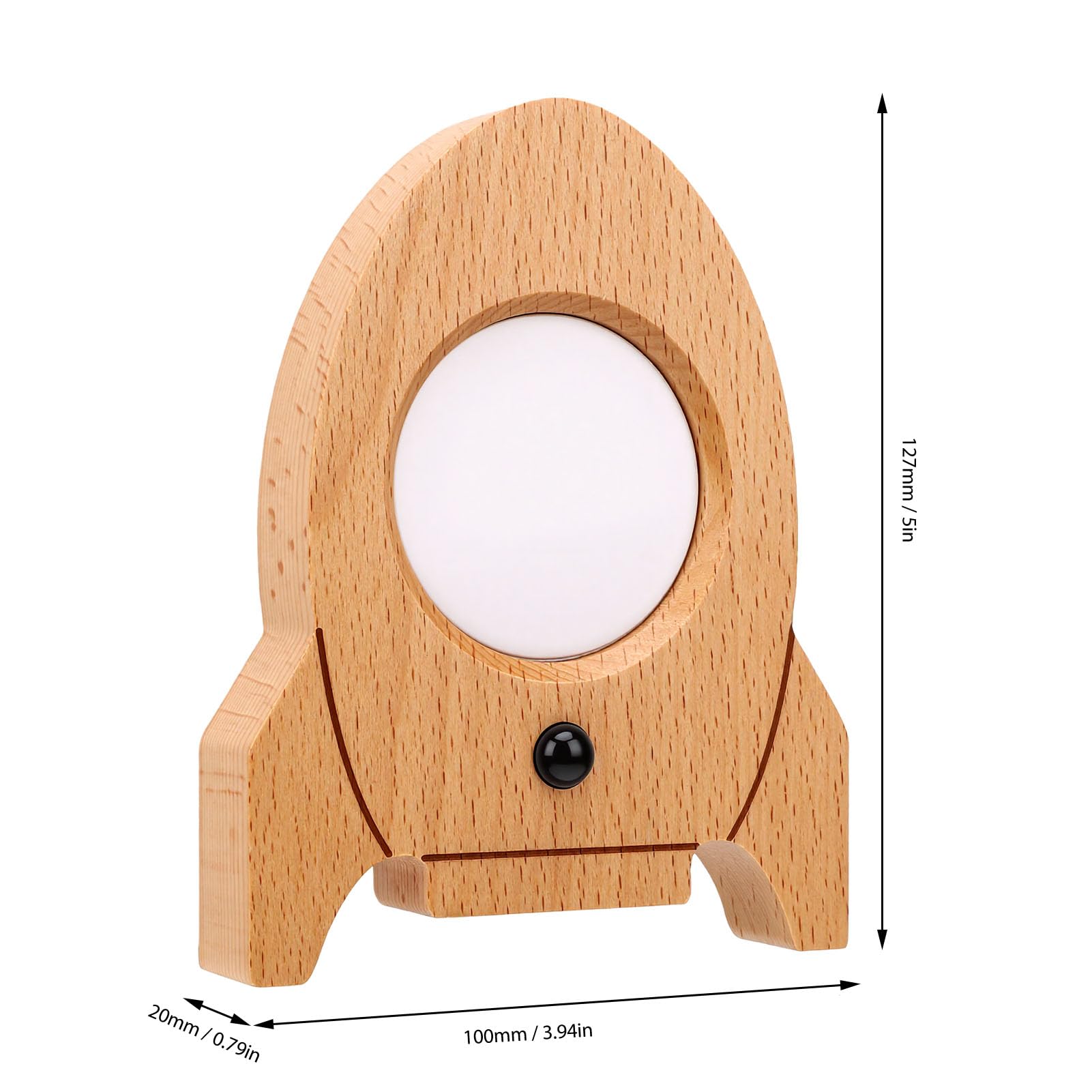 Marhynchus Motion Sensor Lamp with Clock, Wooden Base, 1 Piece, for Bedroom