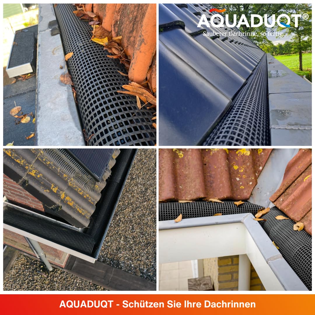 Dachrinnen Laubschutz - Laubschutzgitter für Regenrinne - Dachrinnenabdeckung mit 5 Einheiten à 100 cm (5 Meter) - Größe XL (15-20cm Durchmesser) - UV-beständiges Dachrinnengitter