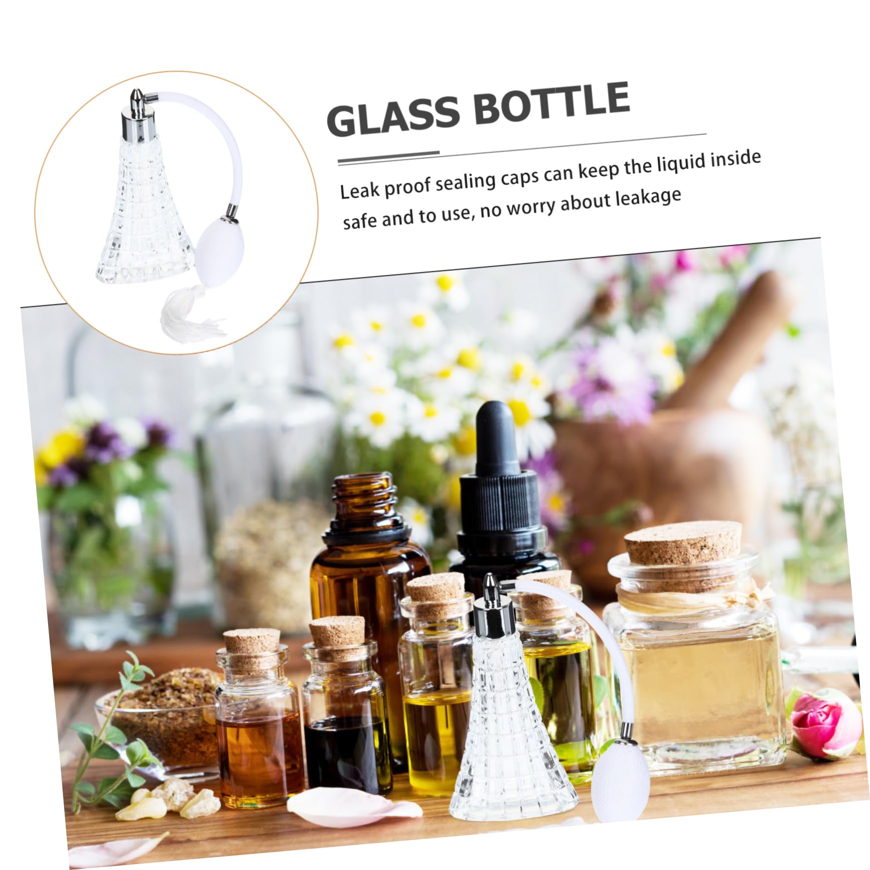 Botella de Perfume Recargable de Vidrio 70ml, Atomizador Portátil para Guardar Perfume y Loción, Diseño Retro Blanco para Viaje