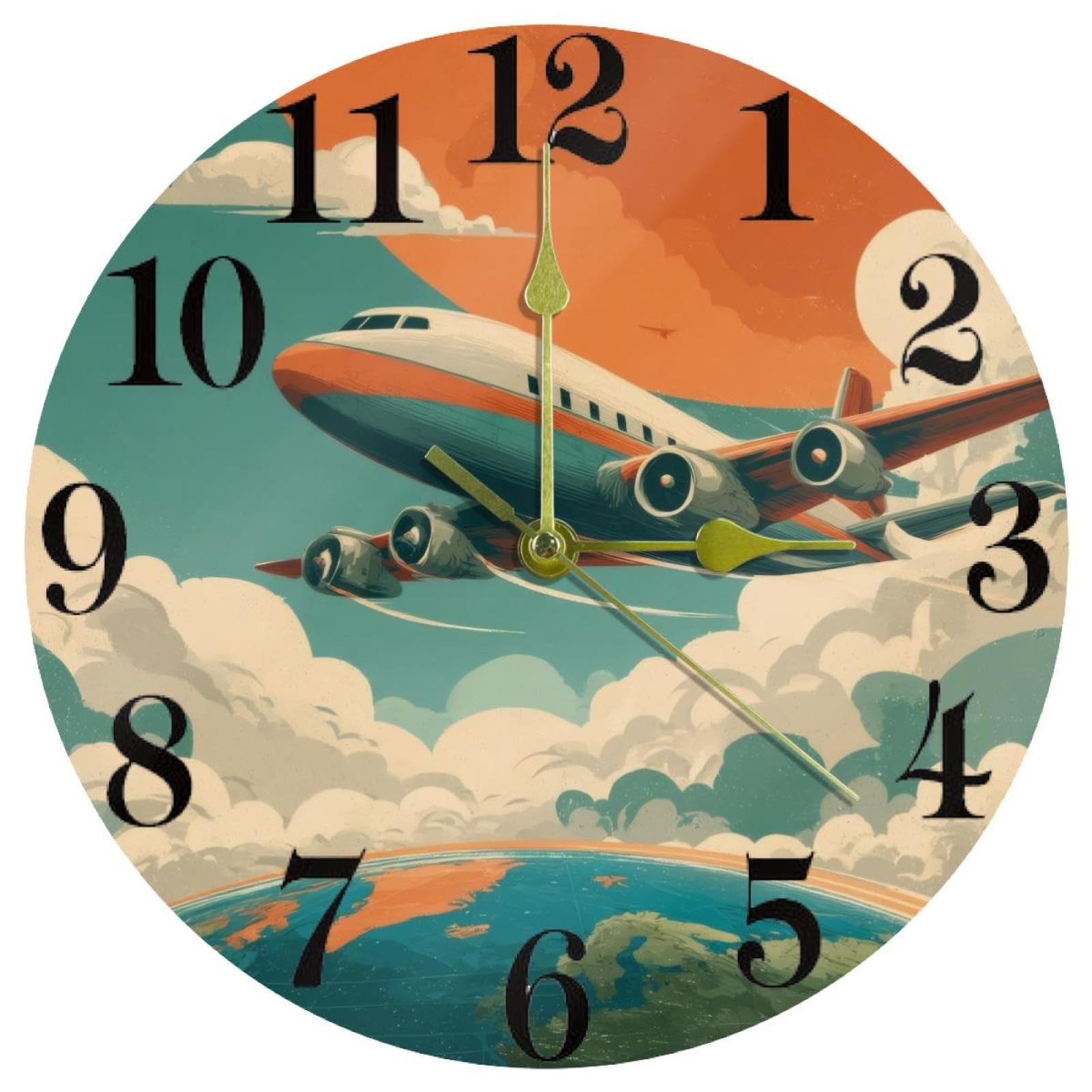 Horloge murale avion idée cadeau originale pour salon et école