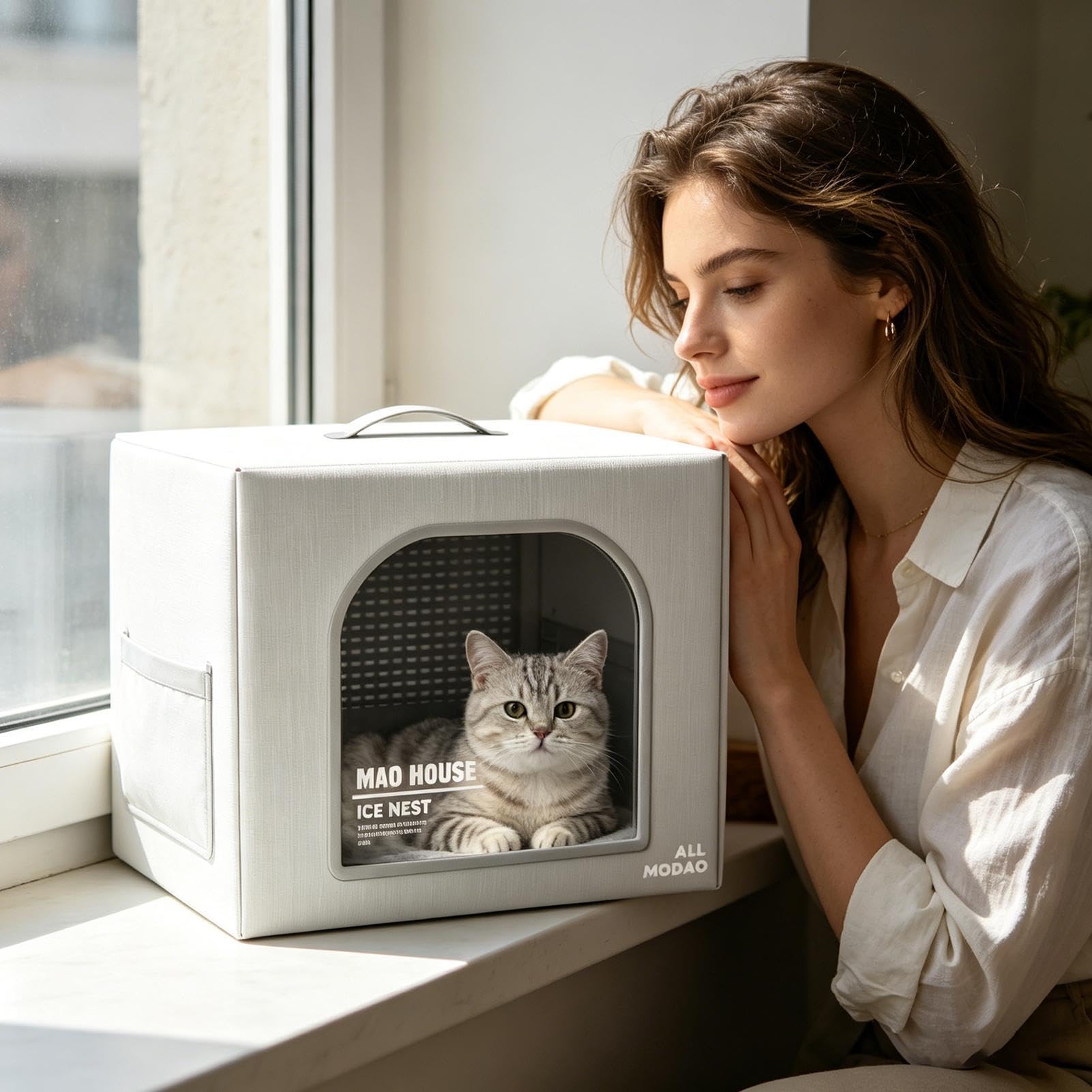 Casa refrescante para gatos para el verano, refugio plegable aislado resistente a la intemperie, con 8 paquetes de hielo reutilizables, casa para gatos de interior | para gatitos, cachorros, descanso