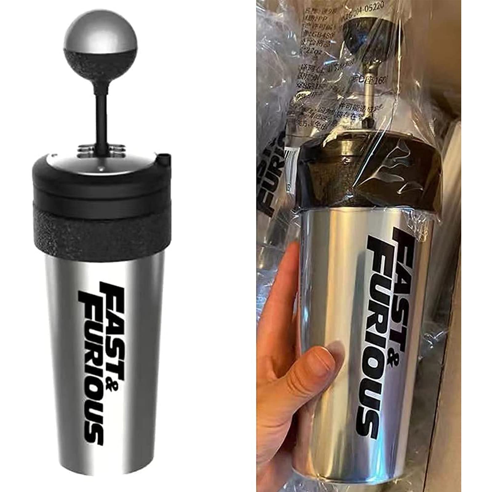 Fast and Furious 10 Water Cup-Gear Shift Style Cups met rietje en deksel, 304 roestvrij staal F10 drinkbeker, Rocker Gear Shift stijl waterbeker voor filmfans geschenkmok, 500 ml waterfles (zwart Fast and Furious 10 Water Cup-Gear Shift Style Cups met rietje en deksel, 304 roestvrij staal F10 drinkbeker, Rocker Gear Shift stijl waterbeker voor filmfans geschenkmok, 500 ml waterfles (zwart