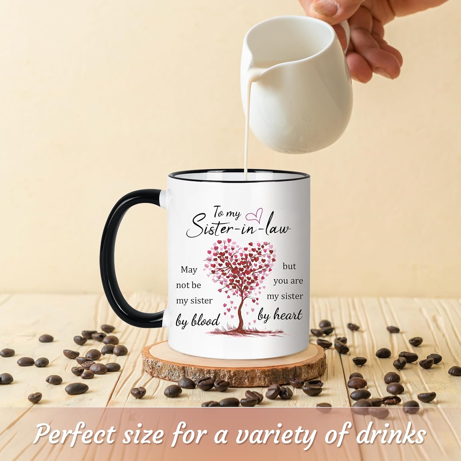 Sister-in-law Birthday Gift Wedding Gifts for Women Valentines Day Christmas Gift for Sister-in-law Mug 11Oz Not Sisters By Blood But Sisters By Heart Mug Ceramic Coffee Cup Microwave Dishwasher Safe - Image 5