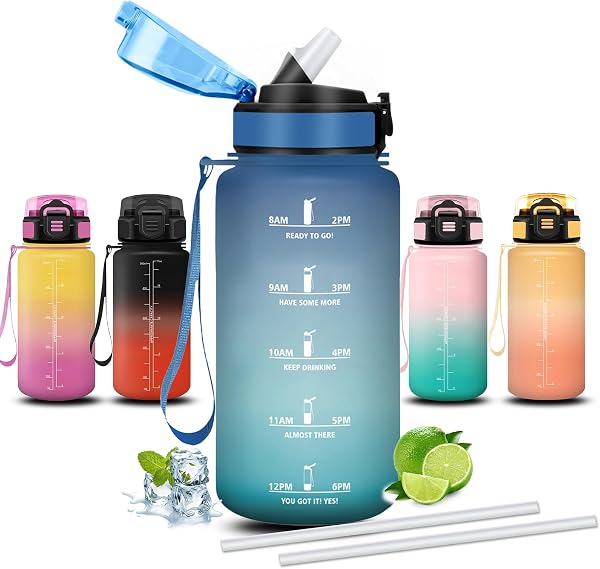 Borraccia, 500ml Borraccia Bambini, Borraccie con Cannuccia, Senza Perdite, Borraccie Motivazionale, Facile da Pulire, Con Slogan Motivazionale, Borracce per Scuole, Picnic, Corsa - 1