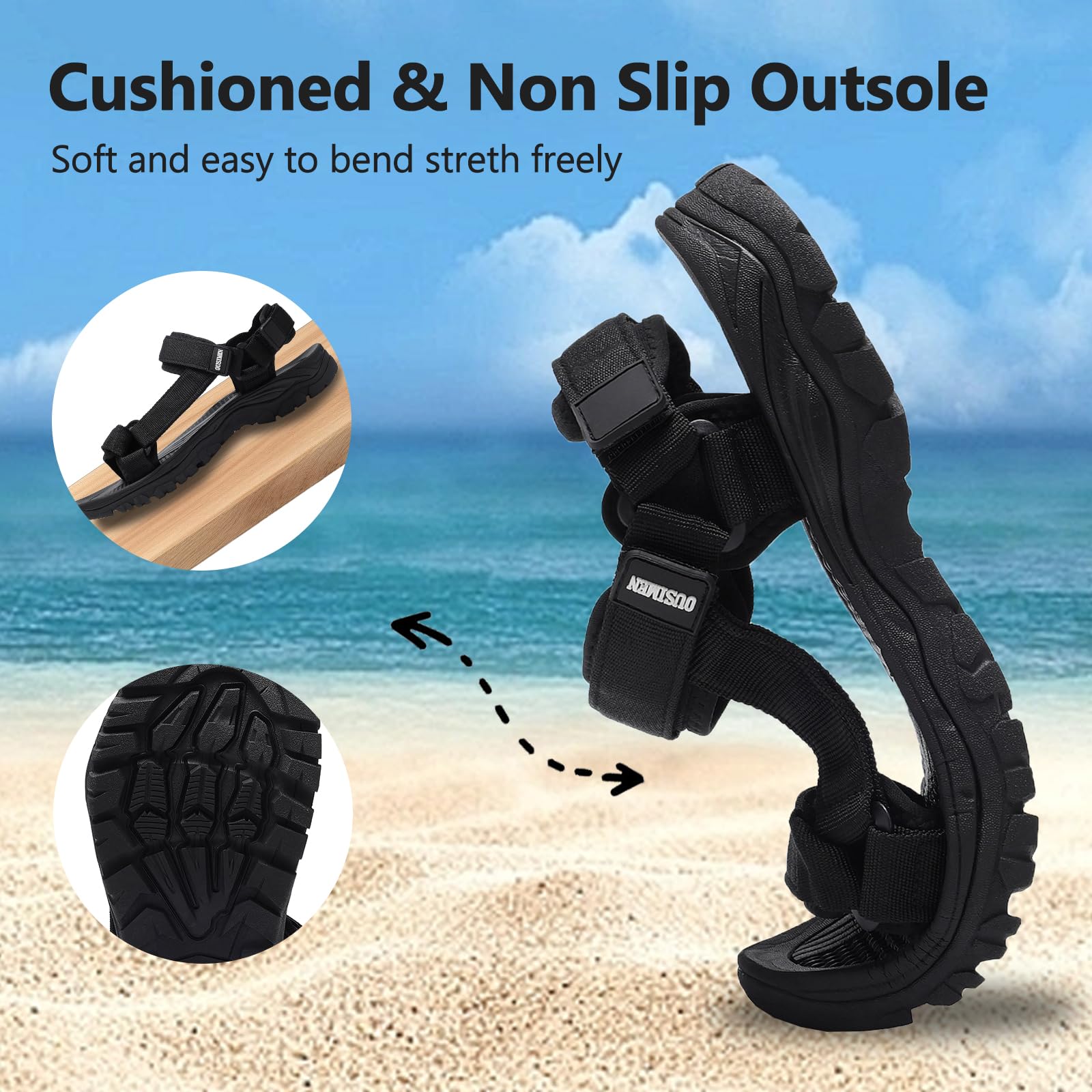 SYKT Sandales Trekking Homme Randonnée Plage Sport Léger