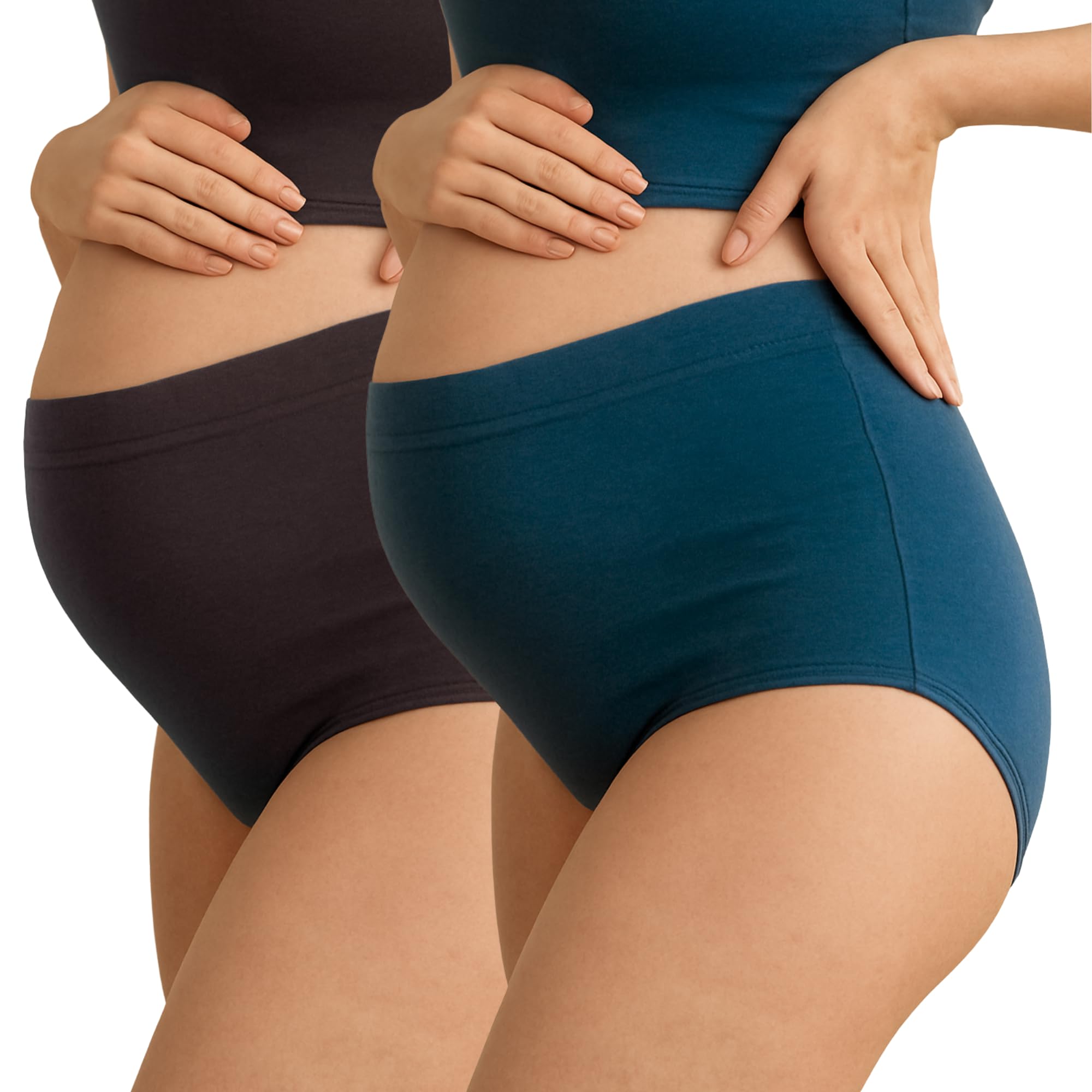 tummy Maternity Panty Pack of 2 | High Waist Over Bump Pregnancy Underwear | Bamboo-Cotton for New Moms | Soft, Supportive & Comfortable Postpartum Recovery Panties-picture-26