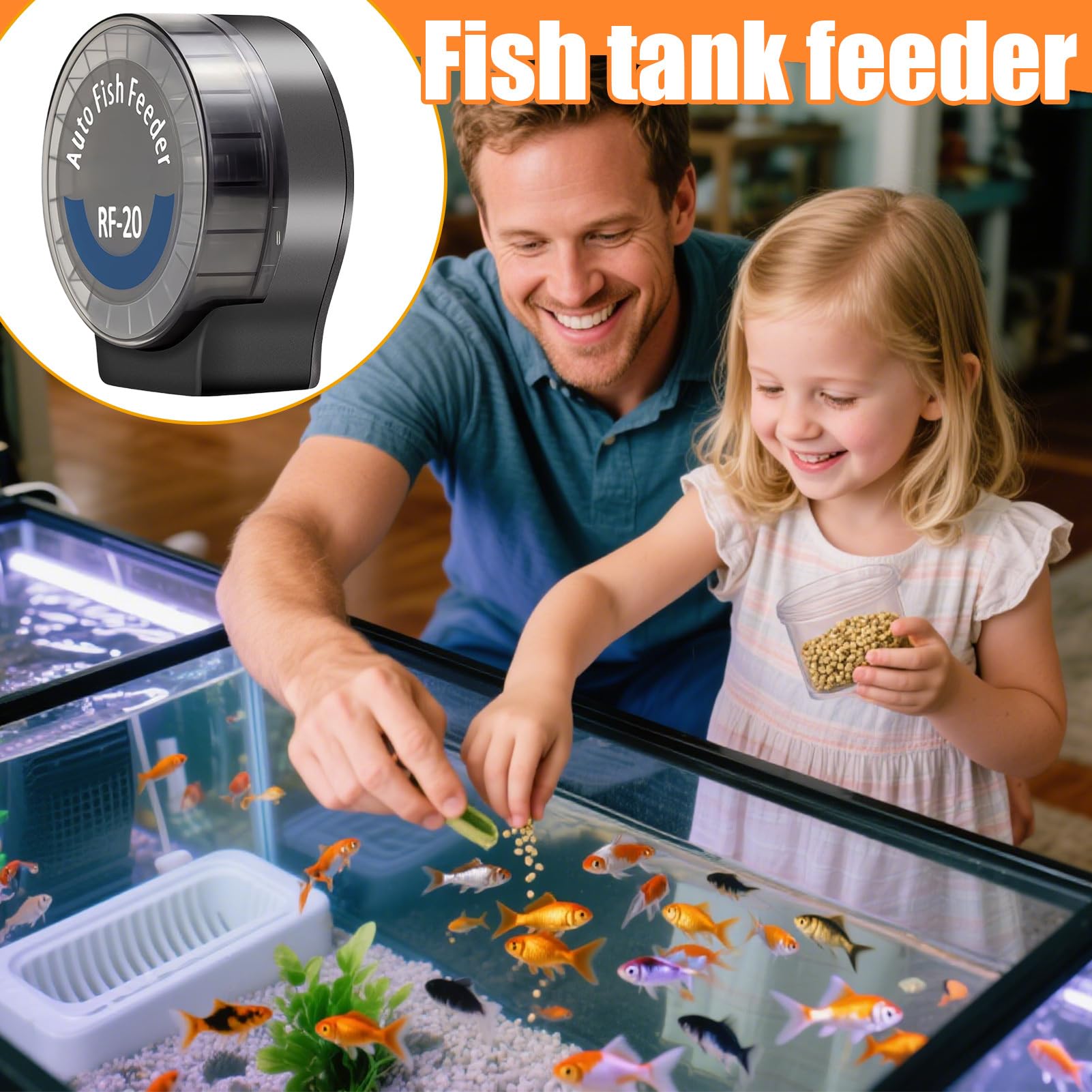 Distributeur Automatique de Nourriture pour Poissons d'Aquarium | Grand Capacité pour Bac à Poissons pour Tortues Betta Té
