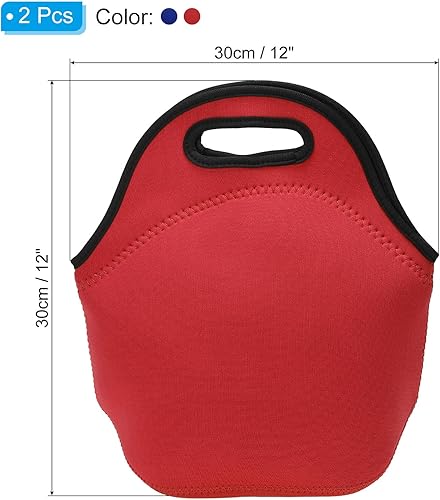 Miniatura 9 de PATIKIL Bolsas de almuerzo de neopreno, paquete de 2 bolsas de almuerzo aisladas de 12 x 6 x 12 pulgadas, bolsas Bento reutilizables, bolsa térmica