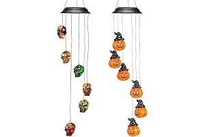 Jetec Halloween Wind Chimes Pumpkin Solar Light Wind Chimes