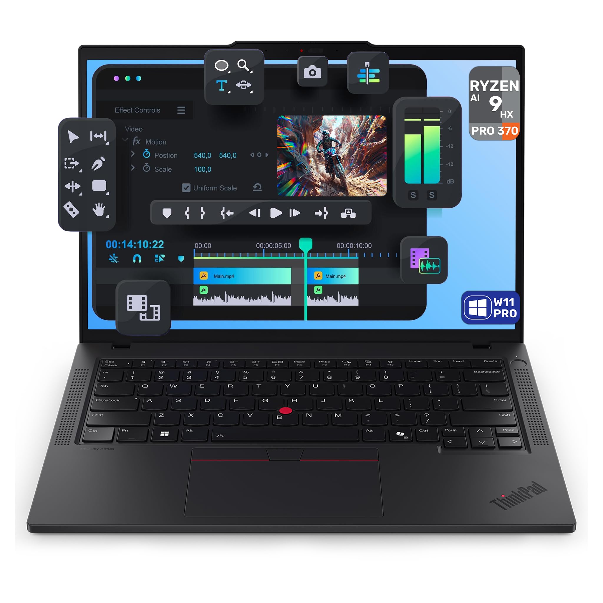 Lenovo ThinkPad P14s Gen 6 Mobile Workstation, AMD Ryzen AI 9 HX PRO-370, 96 GB DDR5 RAM, 2 TB PCIe SSD, 14" WUXGA (1920x1200) IPS Display, AMD Radeon 890M, Tastiera retroilluminata, W11 Pro, Nero